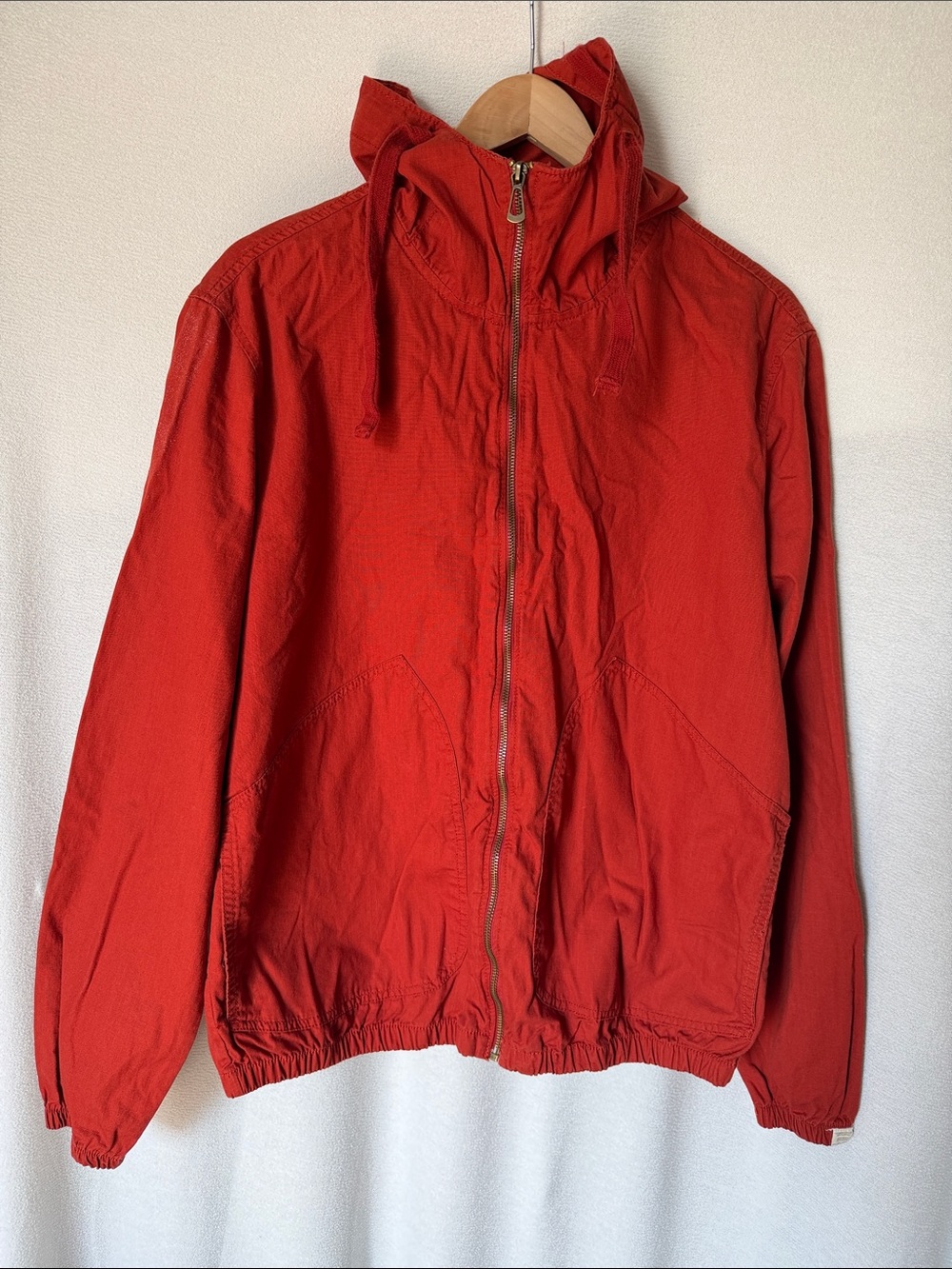 Denim & Flower Men's orangeHooded Windbreaker Jacket size L